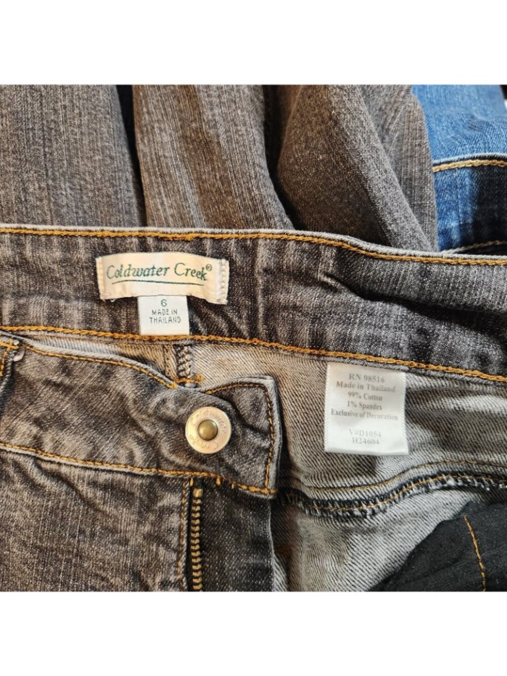 Coldwater Creek Black Wash Straight Leg Denim Blue Jeans Size 6 MEDIUM 28 Wx32 I - Picture 8 of 8